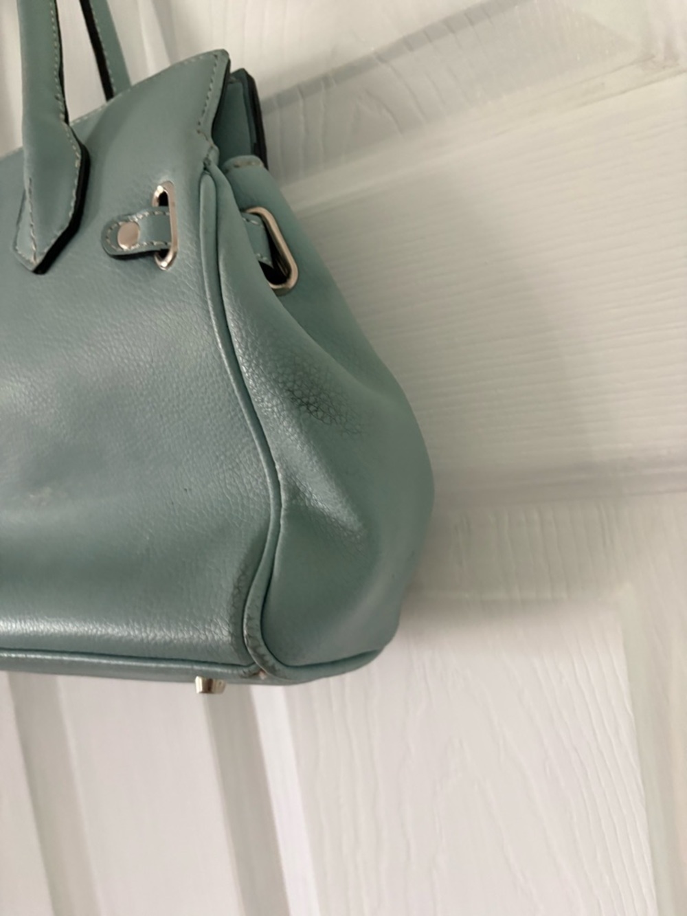Sage Green Structured Satchel Top Handle Bag Minimal premium Luxury Purse - Picture 12 of 12